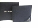 【未使用保管品】 プラダ PRADA トライアングル ヴィッテロダイノ レザー 2つ折り 財布 コンパクト財布 コンパクトウォレット メンズ ネイビー 【中古】(4)