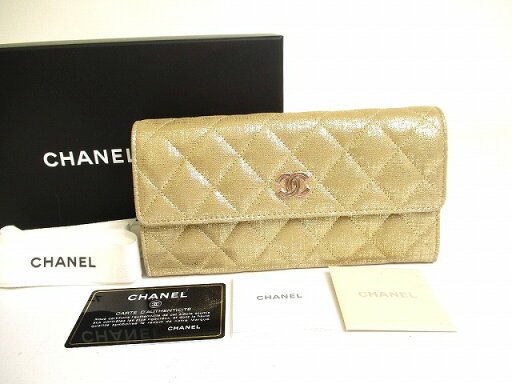 【希少】 【未使用保管品】 シャネル CHANEL CC ココマーク マトラッセ クラシック ファブリック 2つ折り長財布 ロングウォレット ゴールド 【中古】 【希少】 【未使用保管品】 シャネル CHANEL CC ココマーク マトラッセ クラシック ファブリック 2つ折り長財布 ロングウォレット ゴールド 【中古】