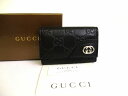 【未使用保管品】グッチ GUCCI GG シマ レザー インターロッキングG 6連 キーケース キーリング メンズ レディース 黒 【中古】