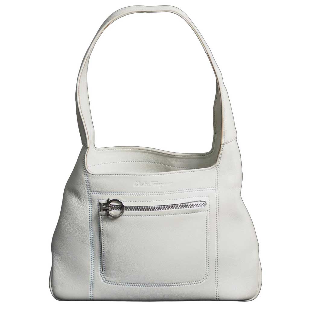Rakuten - [期間限定セール品！】フェラガモ　Salvatore Ferragamo　レザーショルダーバッグ　ホワイト【中古】