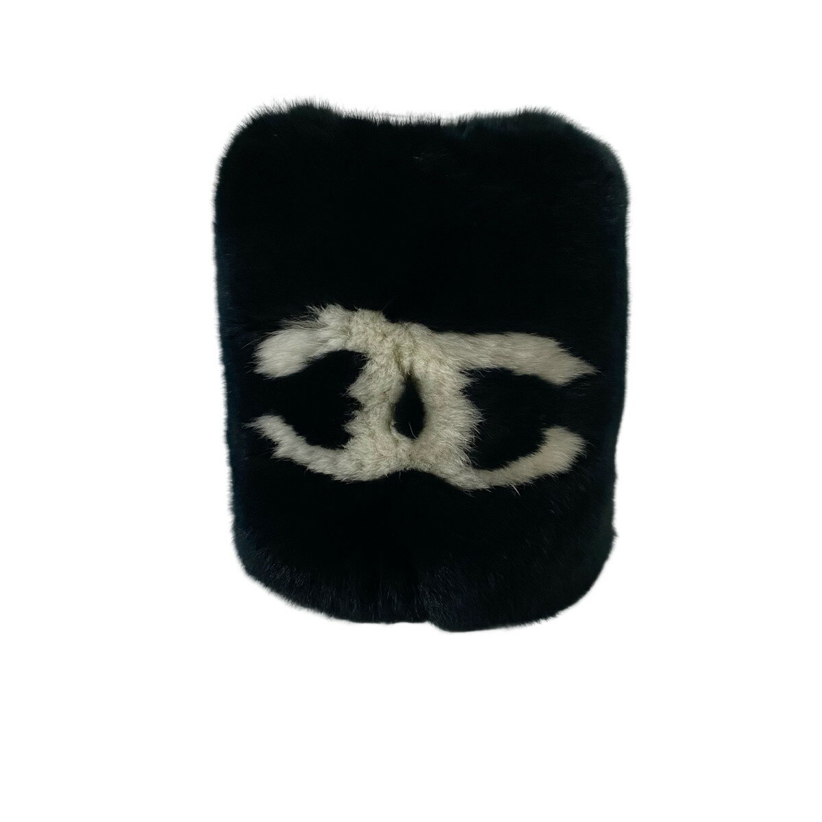 【中古】CHANEL シャネル その他ファッション雑貨 デカココマーク リアルファー リストバンド ファーバングル（ブラック×ホワイト） ブラック Sランク