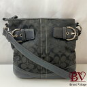コーチ COACH シグネチャー キャンバス シルバー金具 ショルダーバッグ M0968 F03574 ブラック 【中古】 hh25030701