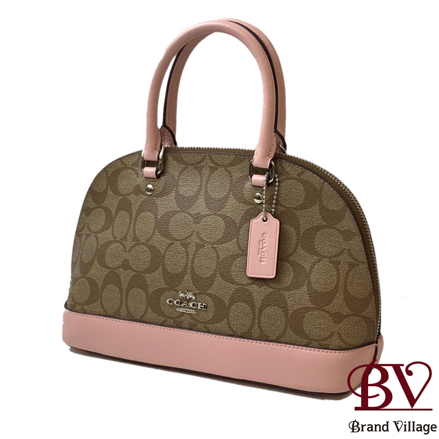 コーチ COACH ミニシエラ サッチェル シグネチャー PVC ハンドバッグ 2wayバッグ M1723-F27583 ピンク ベージュ【中古】 fj25083102(4)