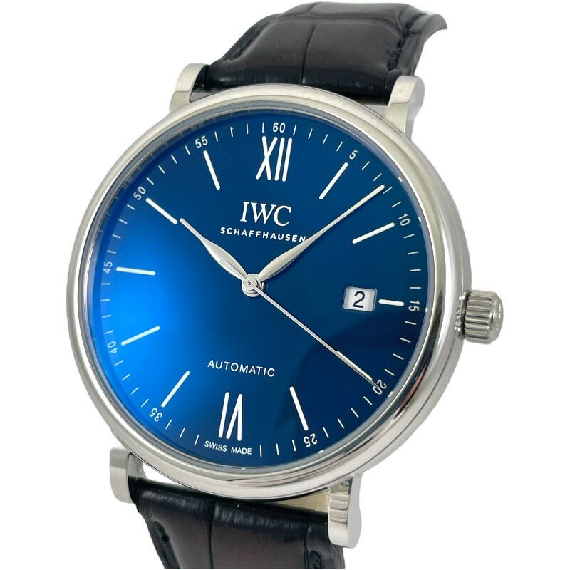【中古】【IWC】インターナショナルウォッチカンパニー ポートフィノ IW356518 腕時計 SS/レザー メンズ 150イヤーズ 2000本限定 青文字盤 ブルー