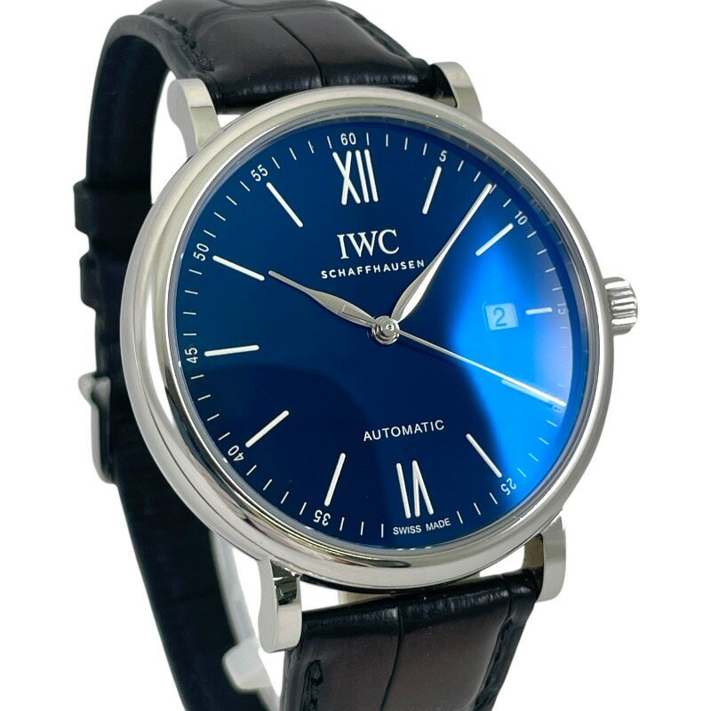【中古】【IWC】インターナショナルウォッチカンパニー ポートフィノ IW356518 腕時計 SS/レザー メンズ 150イヤーズ 2000本限定 青文字盤 ブルー