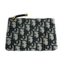 【中古】【Dior】ディオール オブリーク ジャガード ポーチ キャンバス レディース トロッター ミニ財布 コインケース 小物入れ