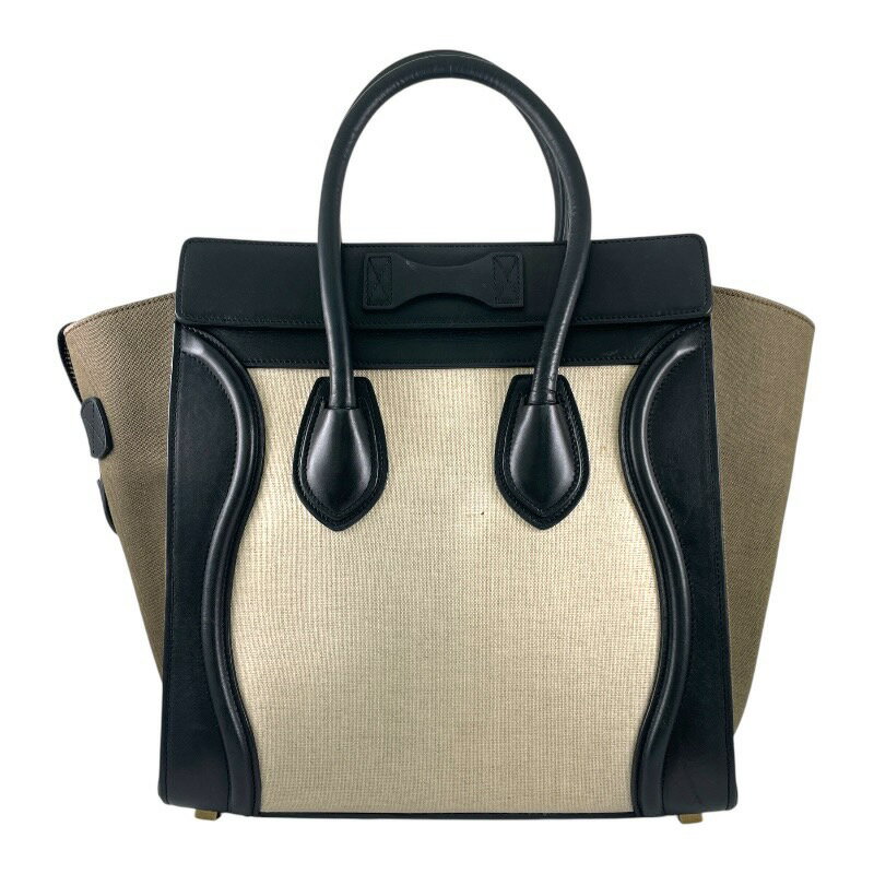【中古】【CELINE】セリーヌ ラゲージ トートバッグ レディース マイクロショッパー キャンバス/レザー ハンドバッグ ブラック カーキ ベージュ