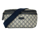 【中古】【GUCCI】グッチ GGスプリーム 233269 ウエストバッグ メンズ ウエストポーチ ボディバッグ PVC レザー ベージュ ネイビー