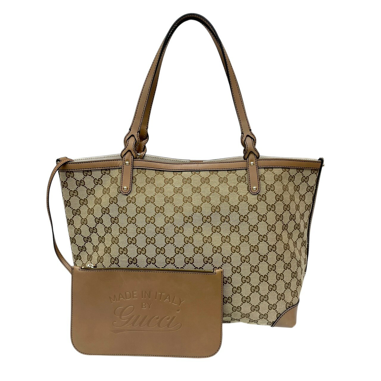 【中古】【GUCCI】グッチ 247209 トートバッグ GGキャンバス レディース ポーチ付 レザー ハンド ショルダー