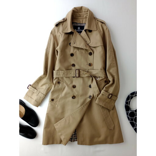 Aquascutum アクアスキュータム コットン 綿 混 ライナー付き トレンチコート ベージュ 8【中古】 Aquascutum アクアスキュータム コットン 綿 混 ライナー付き トレンチコート ベージュ 8【中古】