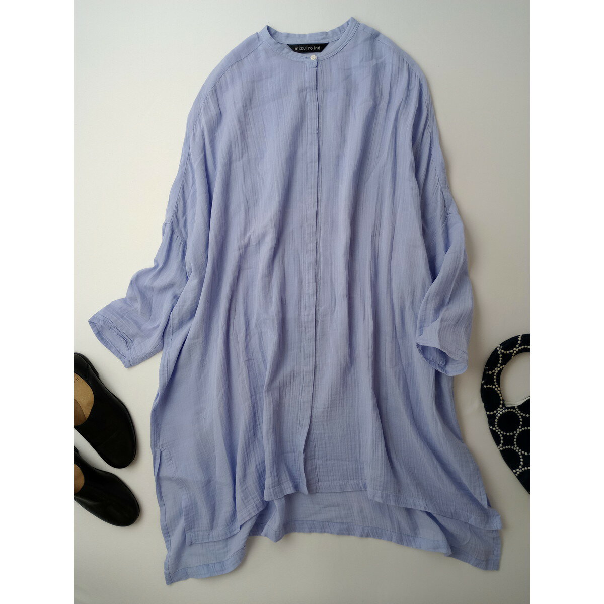 mizuiro ind ミズイロインド バンドカラー コットン 綿 100％ 長袖 シャツ ワンピース チュニック【中古】(4)