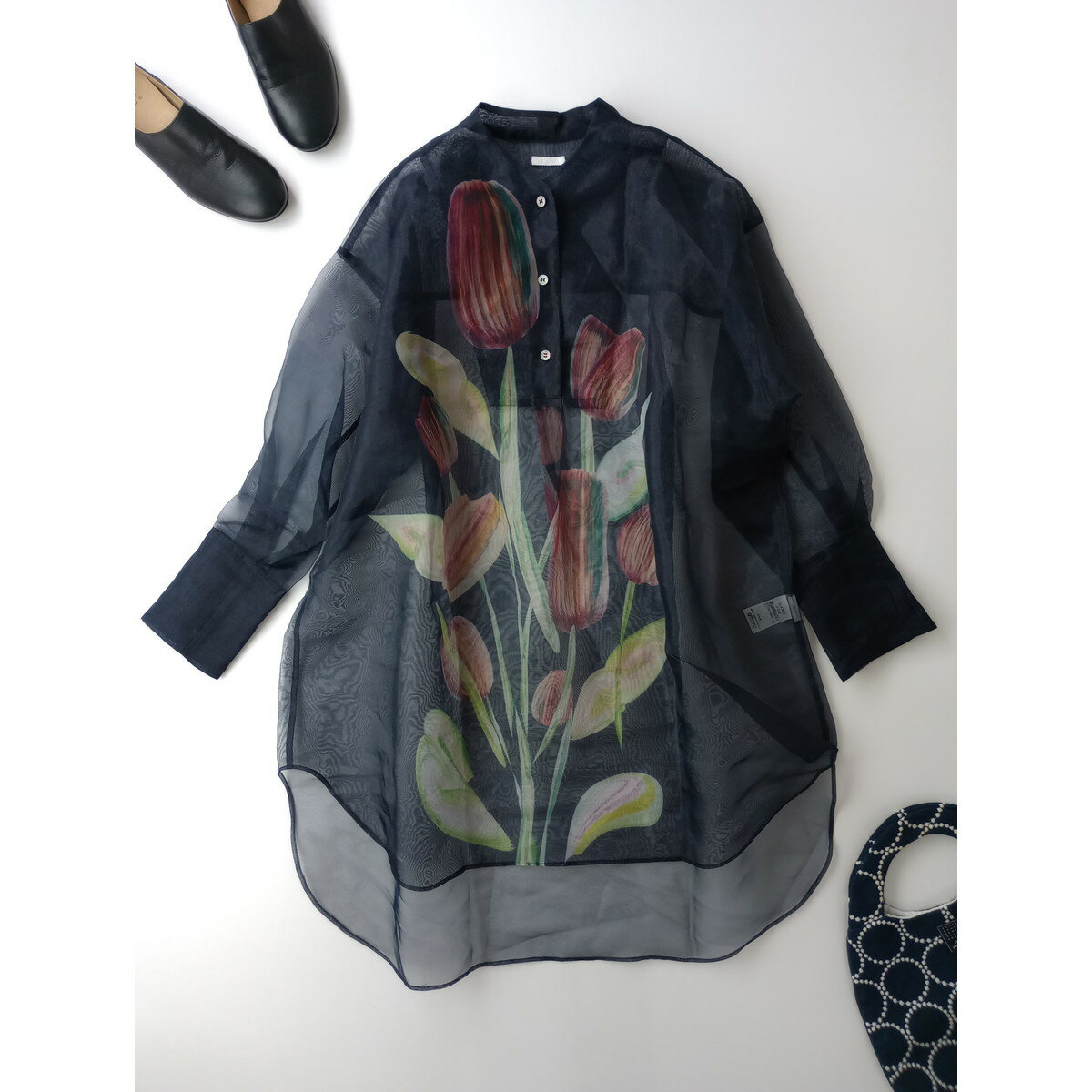 24SS TELMA テルマ Printed Sheer Pullover チューリップ プリント 