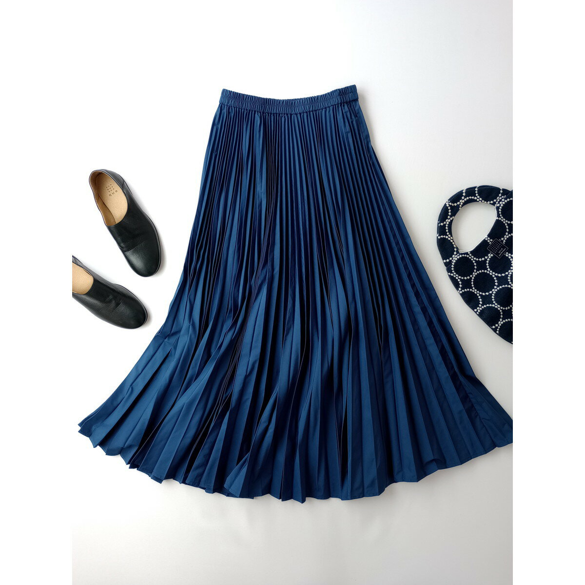 Audrey and John Wad オードリーアンドジョンワッド プリーツ ロング フレア スカート S ネイビー ブルー【中古】(4)