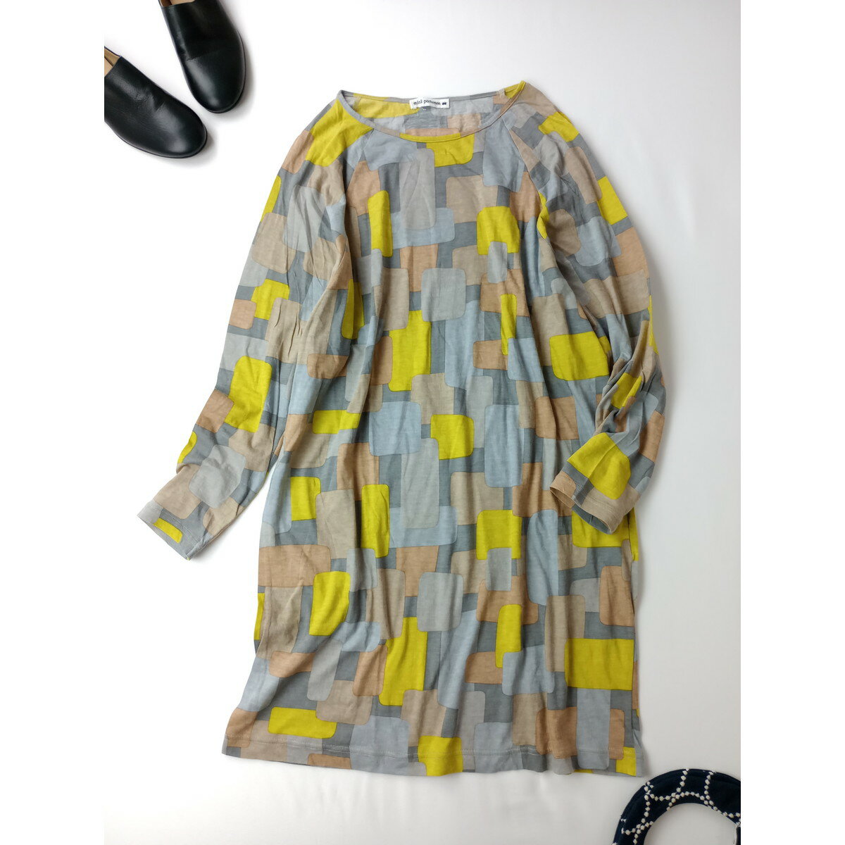 mina perhonen ミナペルホネン financier チュニック プルオーバートップス イエロー グレー 40【中古】