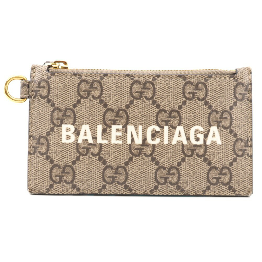 BALENCIAGA/バレンシアガ 681706 グッチ×バレンシアガ ストラップ GGスプリーム コインケース ベージュ レディース