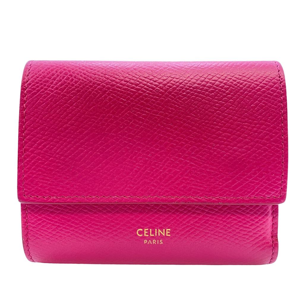 CELINE/セリーヌ コンパクトウォレット 三つ折り財布 ピンク レディース