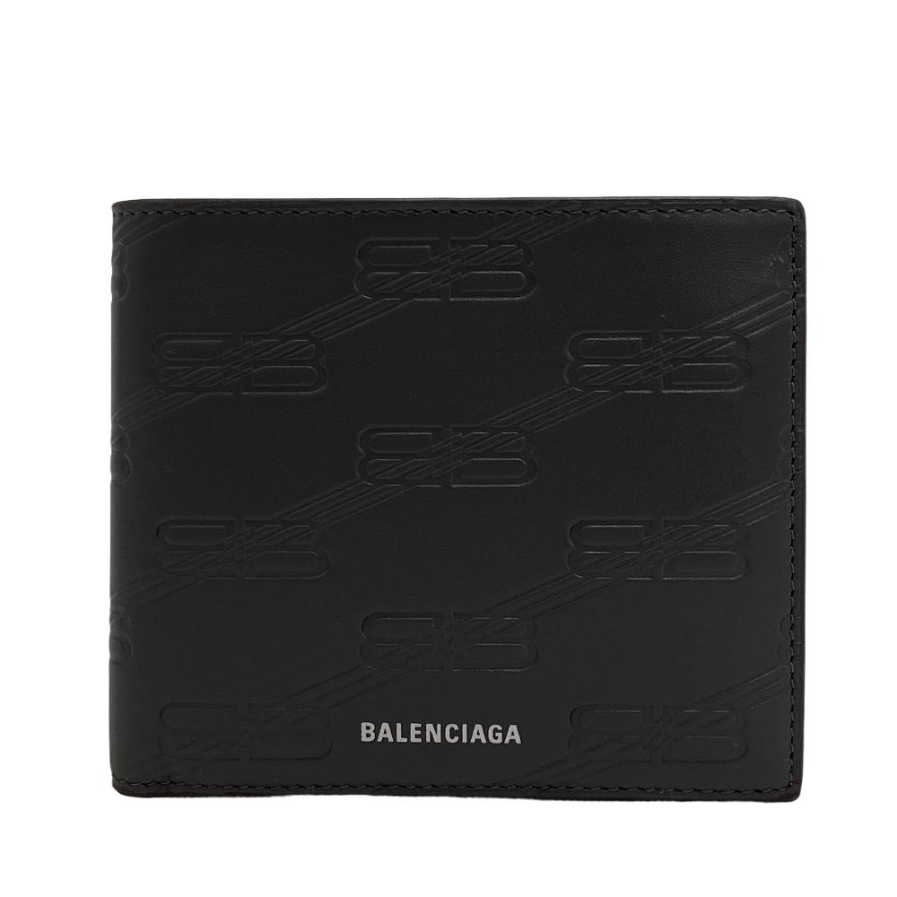 バレンシアガ 財布（メンズ） BALENCIAGA/バレンシアガ 718395 エンボスド スクエア フォールド 二つ折り財布 グレー メンズ