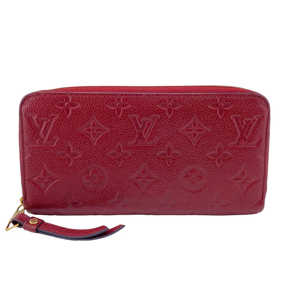 LOUIS VUITTON/ルイヴィトン M62214 ジッピーウォレット ラウンドファスナー モノグラムアンプラント 長財布 ワインレッド レディース