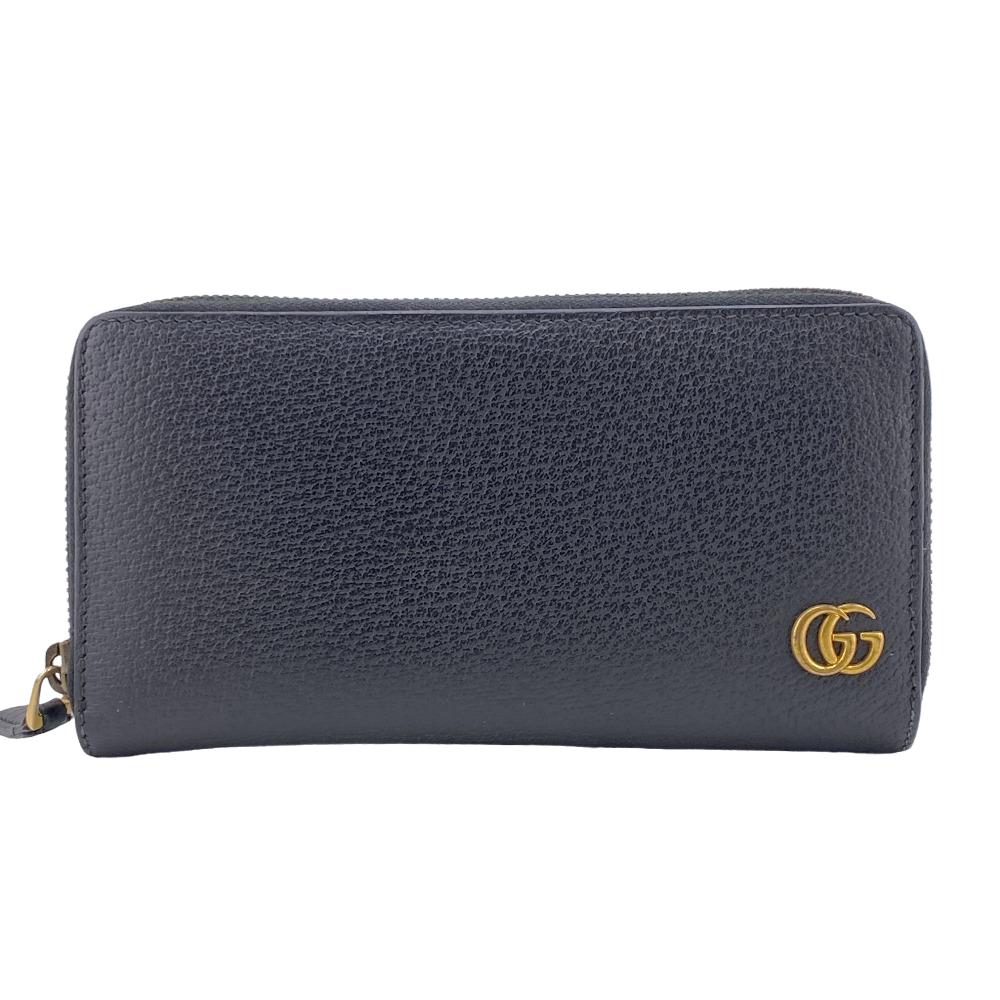 GUCCI/グッチ 428736 ラウンドファスナー GG 長財布 ブラック レディース