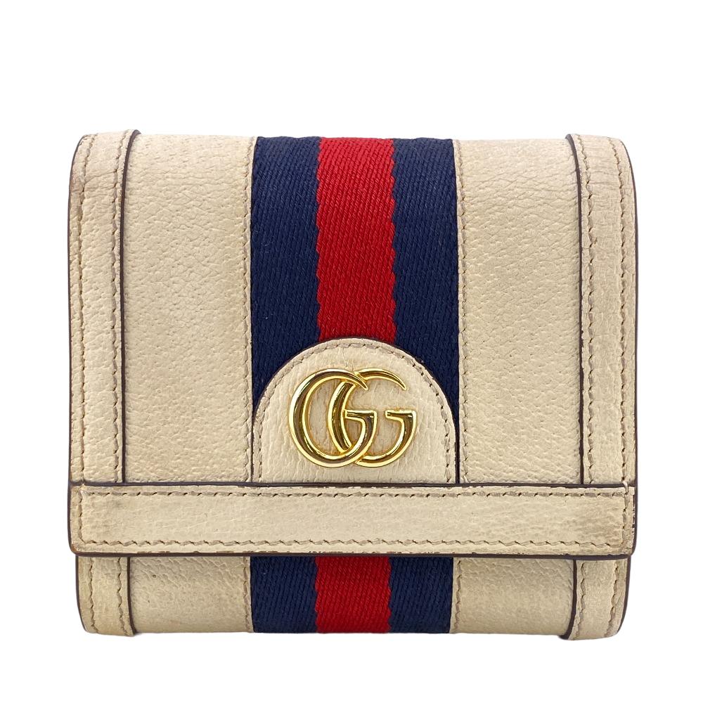 グッチ 革二つ折り財布 レディース GUCCI/グッチ 598662 シェリーライン 二つ折り財布 ホワイト ユニセックス