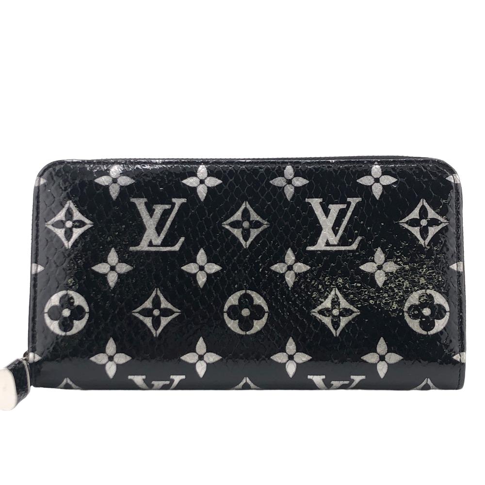 LOUIS VUITTON/ルイヴィトン N96955 ジッピー ウォレット ラウンドファスナー パイソン 長財布 ブラック ユニセックス