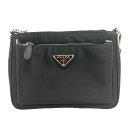 PRADA/プラダ 1BH168 テスート 三角プレート ショルダーバッグ ブラック レディース