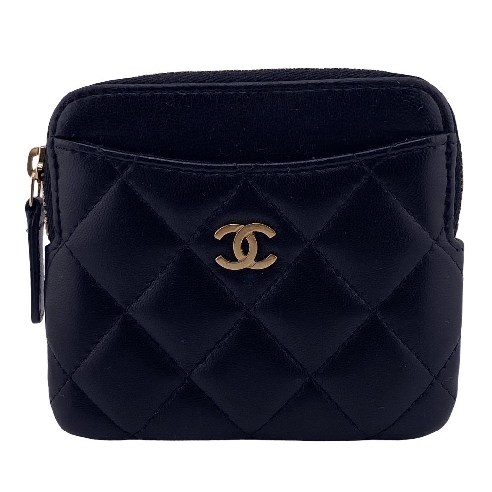 シャネル カードケース・名刺入れ CHANEL/シャネル マトラッセ カードケース L字ファスナー ココマーク コインケース ブラック レディース