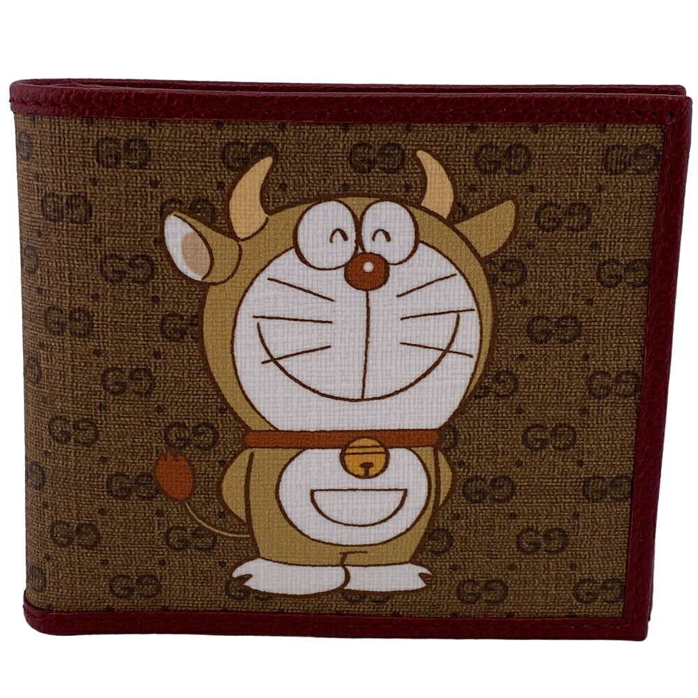 GUCCI/グッチ 654498 ドラえもん 二つ折り 札入れ ブラウン ユニセックス