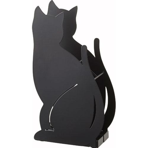 山崎実業 かさたて ネコ ブラック 傘立て スリム 省スペース 玄関収納 スチール製 おしゃれ 猫モチーフ