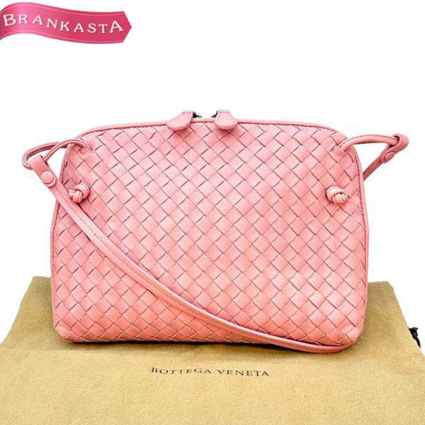 ＼5/12 23:59迄★10％OFFクーポン対象★お買い物マラソン／【中古】ボッテガヴェネタ/BOTTEGA VENETA イントレチャート ノディーニ ショルダーバッグ 鞄 レディース レザー 斜め掛け ピンク系 ボッテガヴェネタ バッグ★66BA10