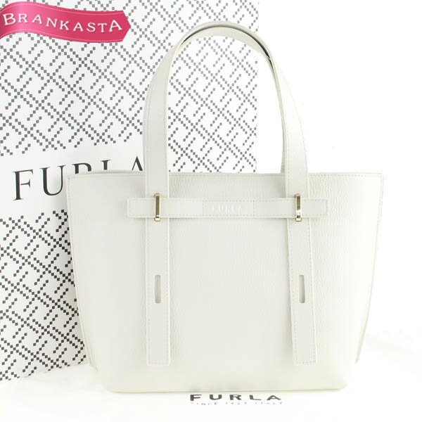 ＼5/14 23:59迄★全品20％OFFクーポン★期間限定セール／【中古】[定価6.1万] フルラ/FURLA Furla Giove フルラジョベ S トートバッグ 鞄 レディース ショルダーバッグ 2way レザー 本革 アイボリー Marshmallow フルラ バッグ★62BC61