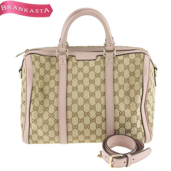 楽天中古ブランド販売ブランカスタ＼6/4 20時スタート通常の20％OFF／【中古】グッチ/GUCCI GGキャンバス 2way ショルダーバッグ/ハンドバッグ 鞄 247205 レディース ミニボストンバッグ ベージュ ピンク ブラウン グッチ バッグ★62BB85