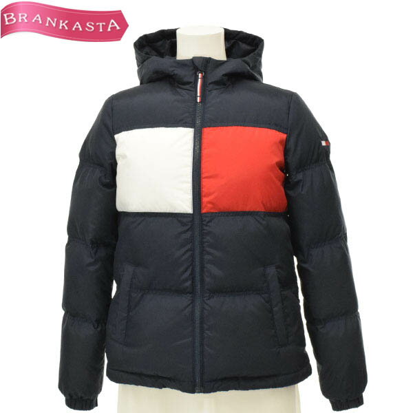 ＼5/16 23:59迄★50％OFFクーポン対象★期間限定セール／【中古】 トミーヒルフィガー/TOMMY HILFIGER ダウンジャケット 防寒アウター レディース 秋冬 ジップアップ 長袖 フーディー ネイビー XS S トミーヒルフィガー ダウンジャケット★51KG30