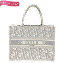 ＼4/18 23:59迄 ★10％OFFクーポン対象／【中古】[定価44.5万] クリスチャンディオール/Christian Dior オブリーク ブックトート ミディアム トートバッグ 鞄 M1296ZRIW レディース グレー アイボリー ディオール バッグ★04AA10