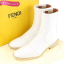 ＼5/5 23:59迄★40％OFFクーポン対象★期間限定セール／【中古】フェンディ/FENDI ショートブーツ 靴 合成パテントレザー ストレッチ ローヒール 36 白 ブラウン レディース 23cm フェンディ ブーツ 靴★52BB74