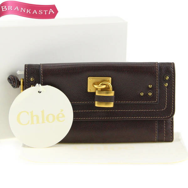 ＼24h限★5/20 23:59迄★50％OFFクーポン対象★期間限定／【中古】[美品] クロエ/Chloe パディントン 二つ折り長財布 ブランド 8EP042 7E422 レディース Wホック レザー ダークブラウン ゴールド金具 クロエ 財布 長財布★52EA61