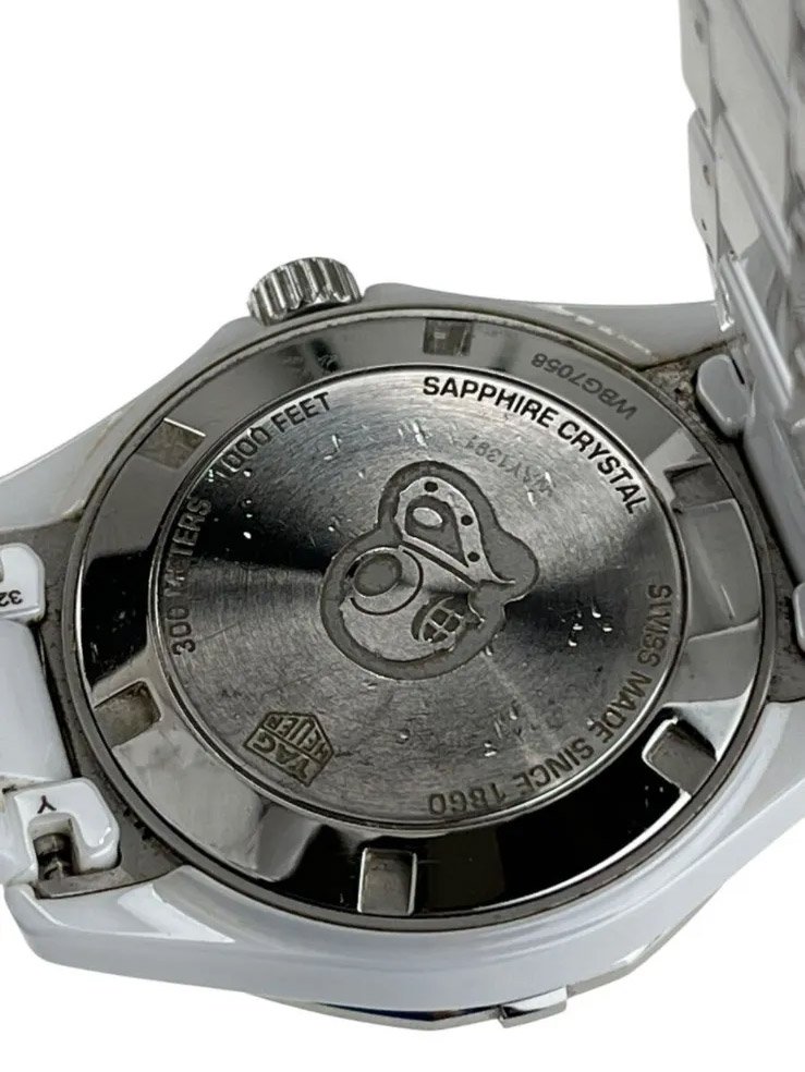 BRANKASTA 楽天市場店の【中古】タグホイヤー TAG HEUER WAY1391 セラミック 時計 稼働品 デイト 腕時計 ホワイト クォーツ ホワイト 白 5D341｜アングル2