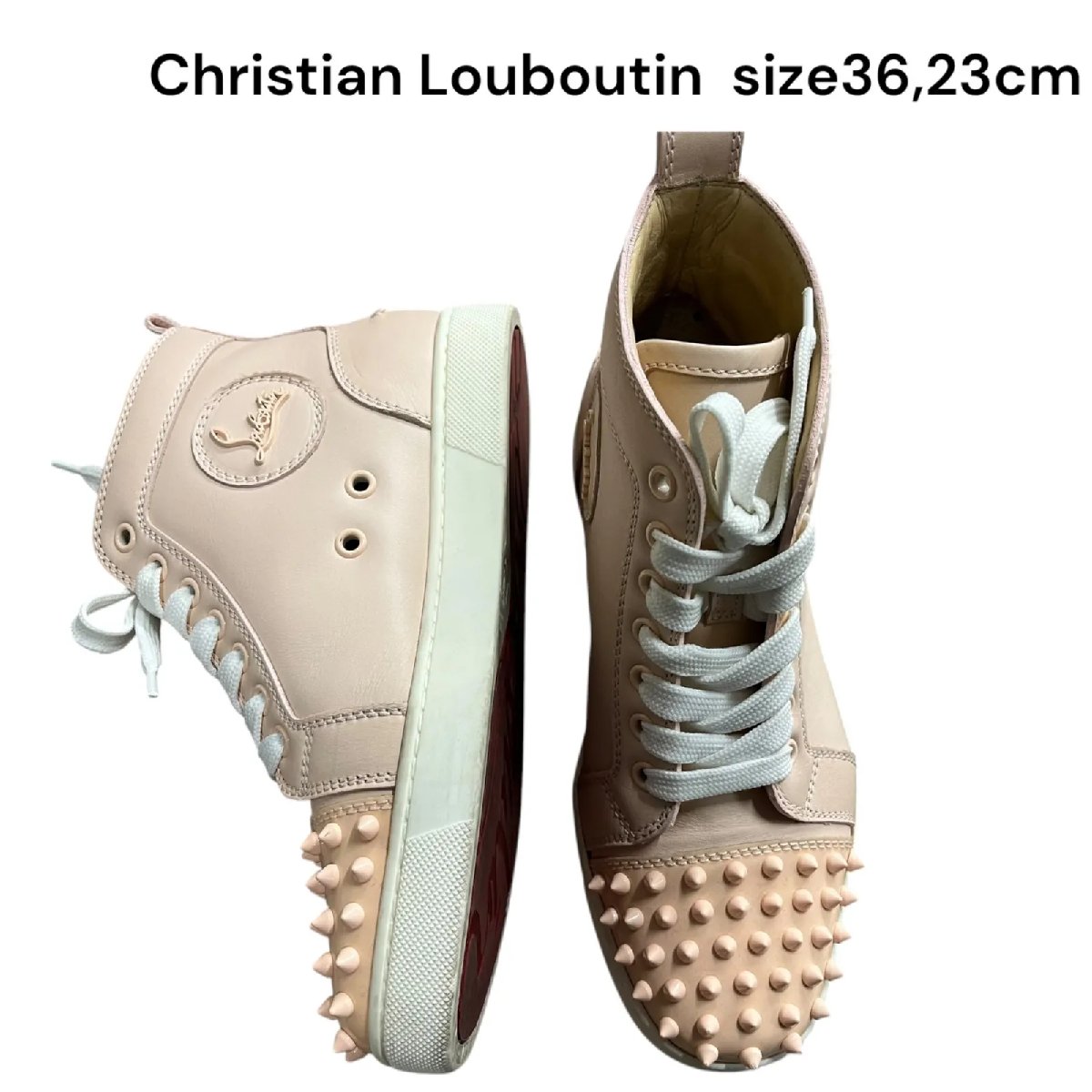 【中古】クリスチャンルブタン Christian Louboutin レザー ハイカットスニーカー 36ハーフ レディース 5D415