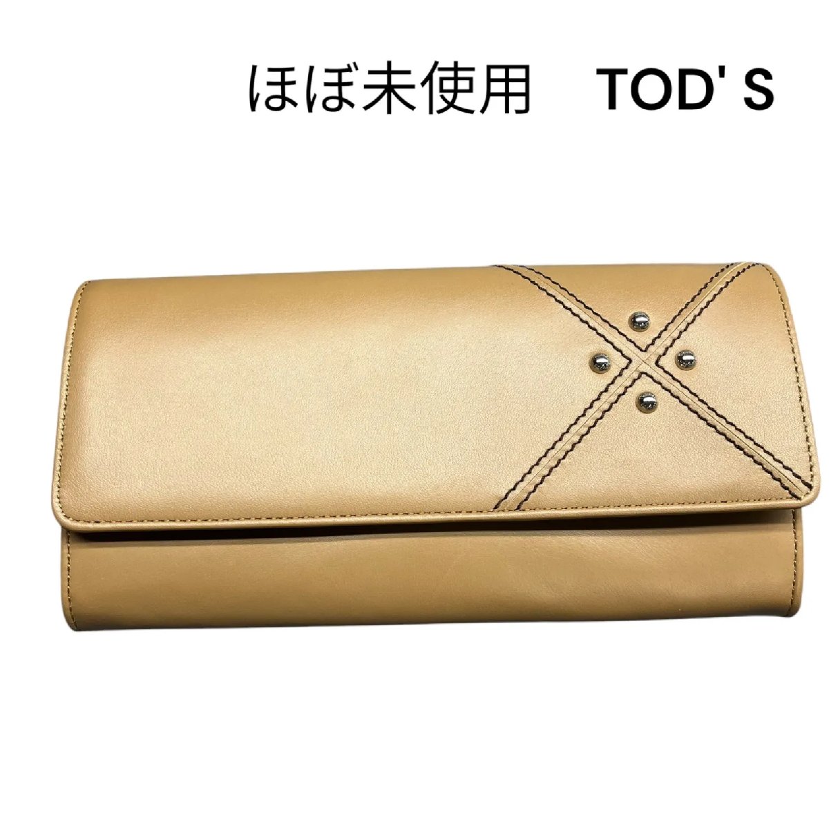 【中古】ほぼ未使用 トッズ TOD'S レザー ウォレット 長財布 ブラウン 茶 レディース 5D454