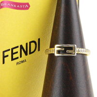 【中古】フェンディ/FENDI【定価3.4万】バゲットリング指輪アクセサリー指環ジュエリーレディースFFロゴリンクチェーン13号相当ゴールドM★52KB22
