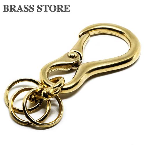 キーホルダー レディース（5000円程度） BRASS STORE ブラスストア / オール真鍮 だるまカラビナ キーホルダー（三角押し二重リング）/ ベルトループ ダブルリング ゴールド キーチェーン キーフック ブラス 強い メンズ レディース 小物 雑貨 シャックル キーリング