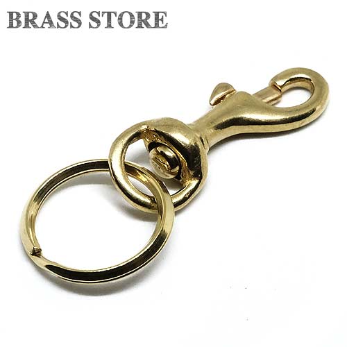 乐天商城 - BRASS STORE ブラスストア / 真鍮 鉄砲ナスカン キーホルダー（Sサイズ）/ ゴールド 金色 ダブルリング キーリング カラビナ ベルトループ ナスカン キーフック 二重カン