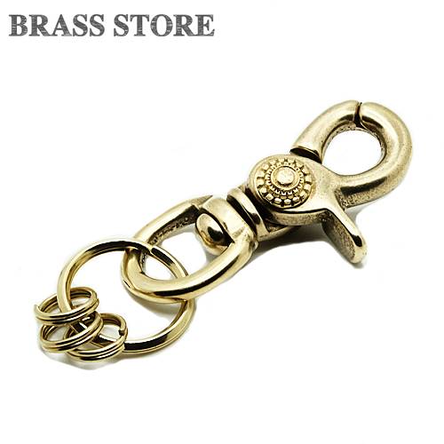乐天商城 - BRASS STORE ブラスストア / 真鍮 飾りナスカン キーホルダー / ゴールド ブラス 強い メンズ レディース 小物 雑貨 鍵 収納 金 二重リング ダブルリング キーフック キーチェーン