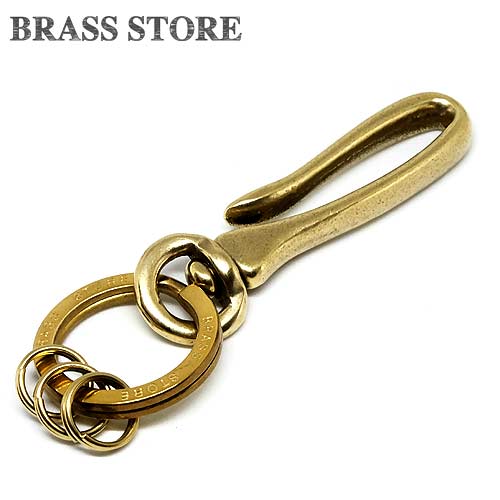 BRASS STORE ブラスストア / 真鍮 ツリバリフック キーホールダー 回転式 （Mサイズ）/ ゴールド ダブルリング キーホルダー 釣り針 釣針 つりばり かぎ針 キーチェーン キーフック