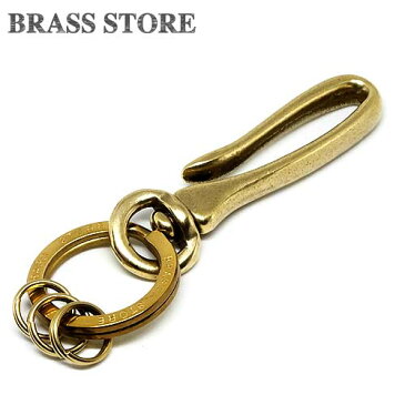 BRASS STORE ブラスストア / 真鍮 ツリバリフック キーホールダー 回転式 （Mサイズ）/ ゴールド ダブルリング キーホルダー 釣り針 釣針 つりばり かぎ針 キーチェーン キーフック