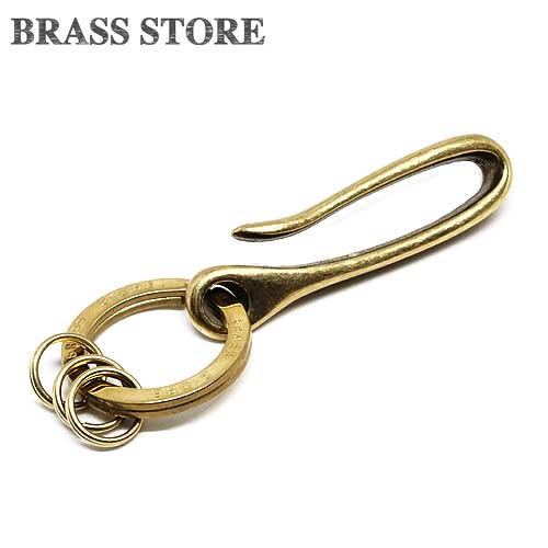 BRASS STORE ブラスストア / オリジナル二重リング付き 真鍮 ツリバリフック キーリング (Mサイズ）/ ゴールド キーフック 釣り針 つりばり ベルトループ 真鍮 ブラス メンズ レディース ウォレットチェーン かぎ針