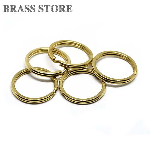 楽天真鍮雑貨 BRASS STOREBRASS STORE ブラスストア / 5個セット 真鍮製 平押し二重リング（直径24mm） / ゴールド ダブルリング パーツブラス カスタムパーツ キーホルダー キーリング 二重カン レザークラフト ブラス brass