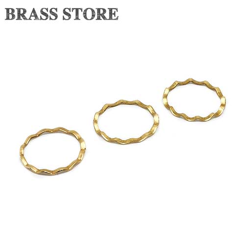 BRASS STORE ブラスストア / 3個セット 真鍮 ウェーブリング(直径21mm)/ リング ゴールド ねじり 丸カン 丸環 輪っか ブラス カスタムパ...