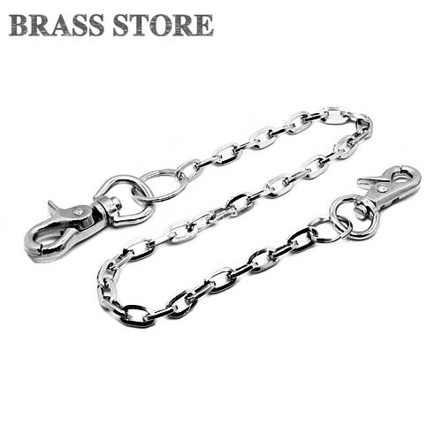 BRASS STORE ブラスストア / シルバー 鎖型 ウォレットチェーン（ロング）49cm / ナスカン 鎖型 ウォレットロープ 二重リング ドロップハンドル 財布 銀色 金属パーツ
