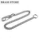 BRASS STORE ブラスストア / ロング 42.5cm 鉄製 シルバー喜平ウォレットチェーン(勾玉カラビナ)/ ダブルリング 二重カン ウォレットロープ ウォレットレイン ベルトループ メンズ シルバー